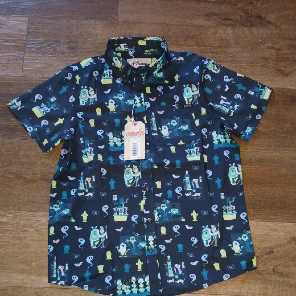 NWT Disney RSVLTS Haunted Mansion XL Button Up Kids Shirt